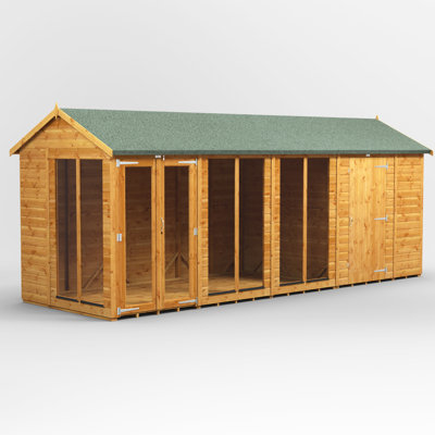 Powersheds 18 x 6ft Timber Tongue & Groove Apex Summerhouse Combi (includes 6ft Side Store)