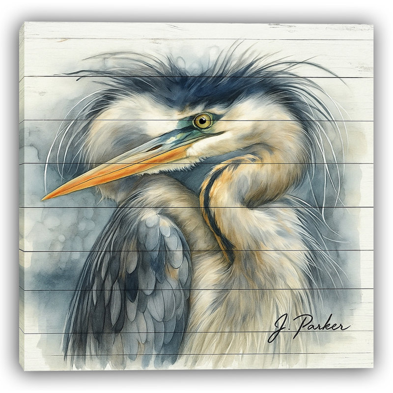 «Majestic Blue Heron», art mural sur toile