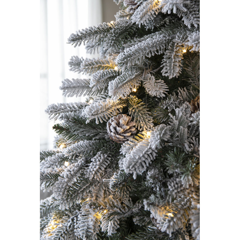 6' Snow Flocked Pine Christmas Tree with Warm White LED Lights