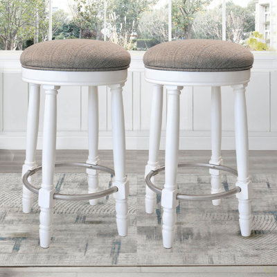 Bar Stools Set Of 2, 26" Counter Height, 360° Swivel Wooden Barstool With Fabric Upholstered Seat, Stylish Accent For Kitchen, Dining, And Living Room