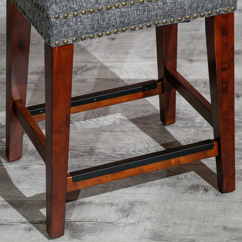 Élégant tabouret de comptoir de 24 po sans dossier avec des pieds au design classique et un rembourrage de siège confortable