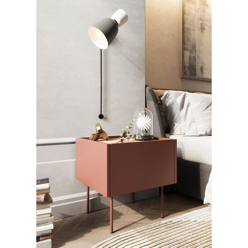 Cartegena 45cm W Manufactured Wood Bedside Table, Red
