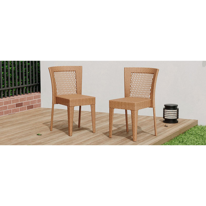 Ensemble de 2 chaises d'appoint empilables Farley, Marron clair
