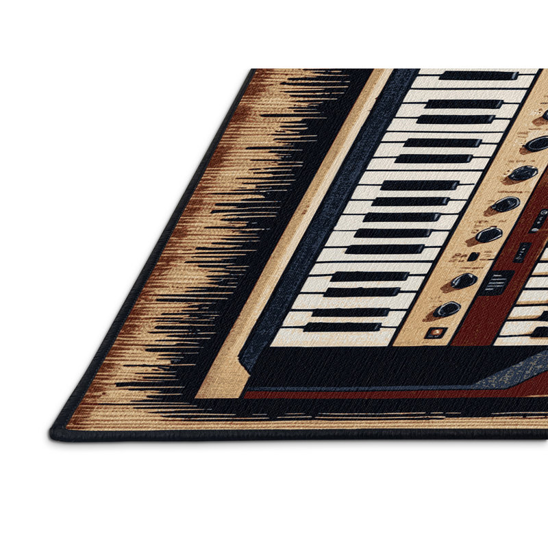 Washable Synthesizer Music Area Rug, Rectangle 5' x 8'