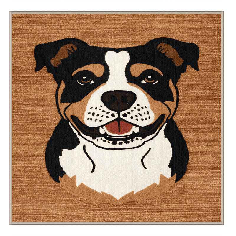 Washable Staffordshire Bull Terrier Dogs Area Rug, Square 8'
