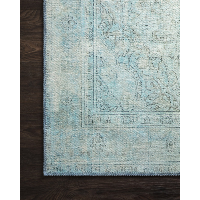 Dereck Oriental Aqua Area Rug , Runner 2'6" x 7'6"