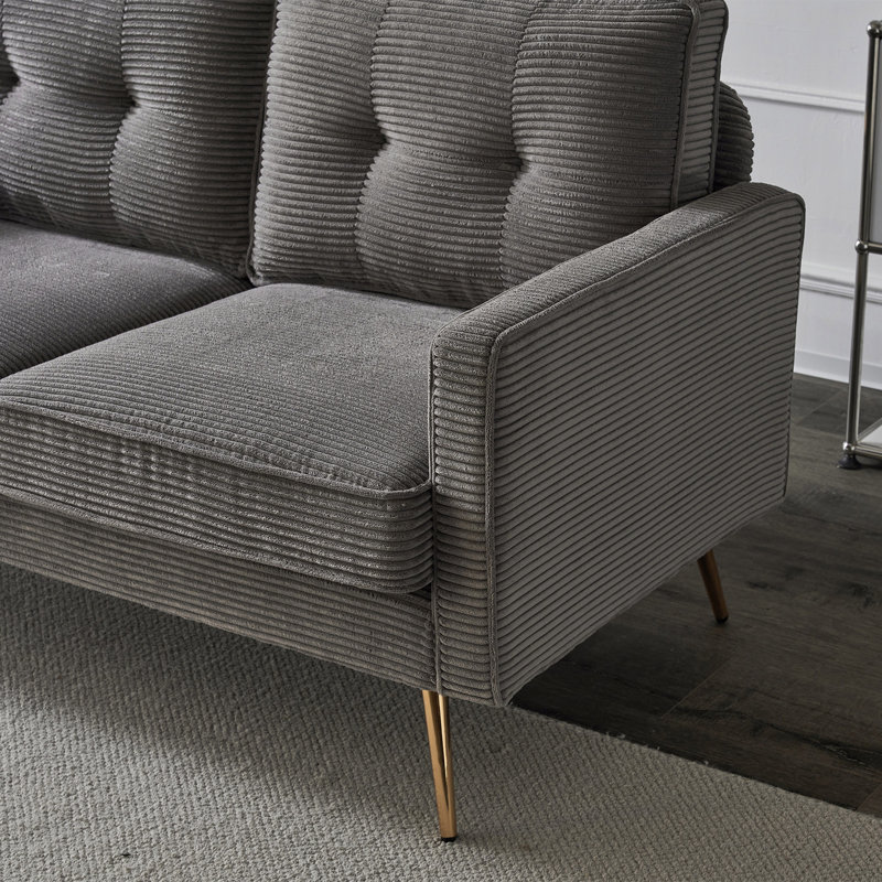 Balaton Upholstered 56.7'' Loveseat, Gray Corduroy