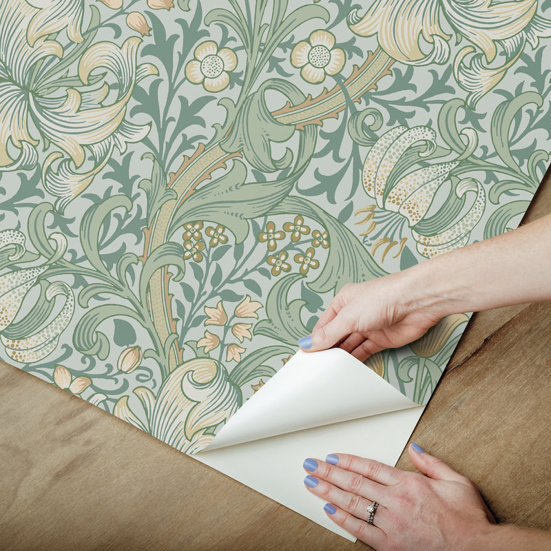 Papier peint peler et coller Golden Lily, Vert clair