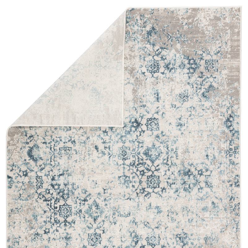 Tapis bleu à motif abstrait Days, Rectangle 5 x 7 pi 6 po