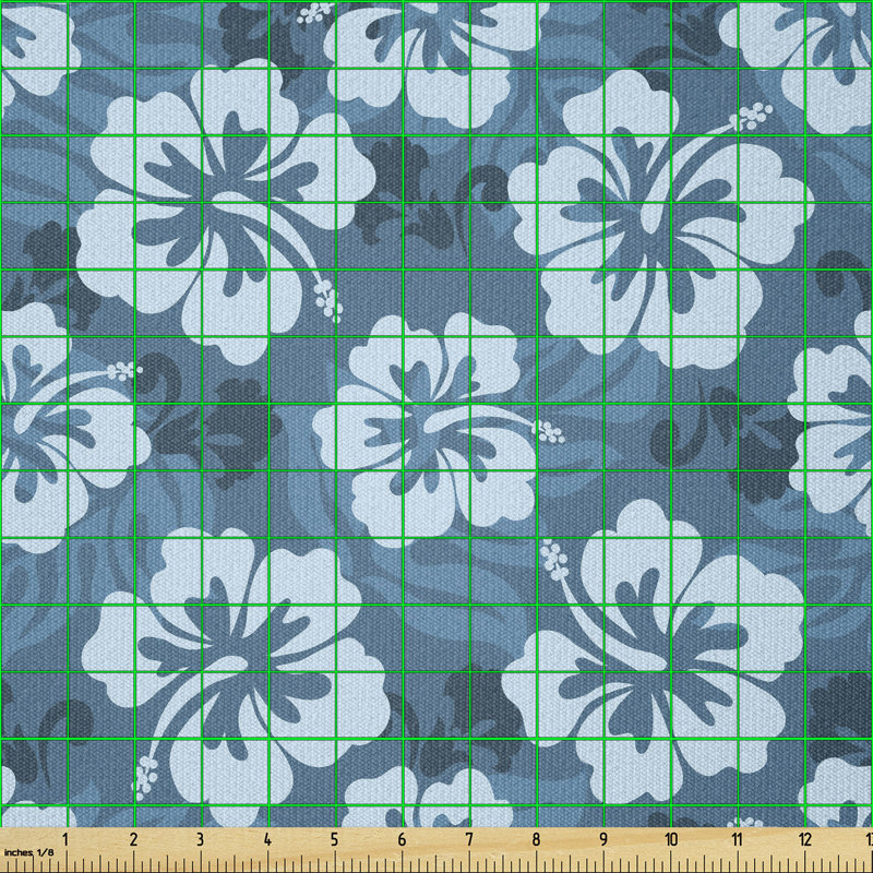 Dequentin Hawaiian Hibiscus Flowers and Leaves Exotic Hawaii Island Multi-Purpose Fabric