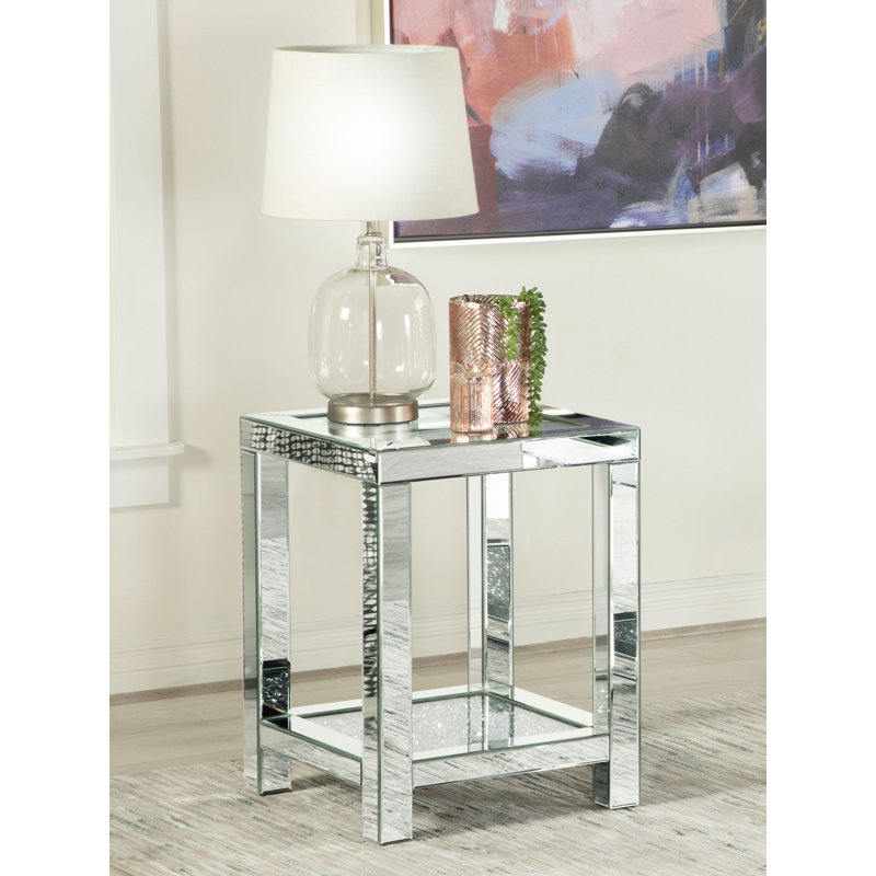 Erimon Square End Table with Glass Top