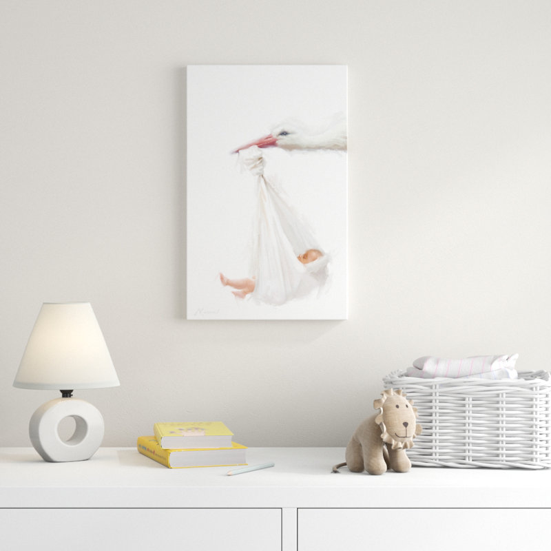 «Stork And Baby», art sur toile, H 47 po x l 30 po x P 2 po