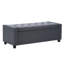 Banc de rangement pour chambre 48 po avec charnière, accoudoirs rembourrés en faux lin pour chambre à coucher, salon, vestibule, gris, design traditionnel américain, forme rectangulaire, siège mi-moelleux, rangement interne, carré