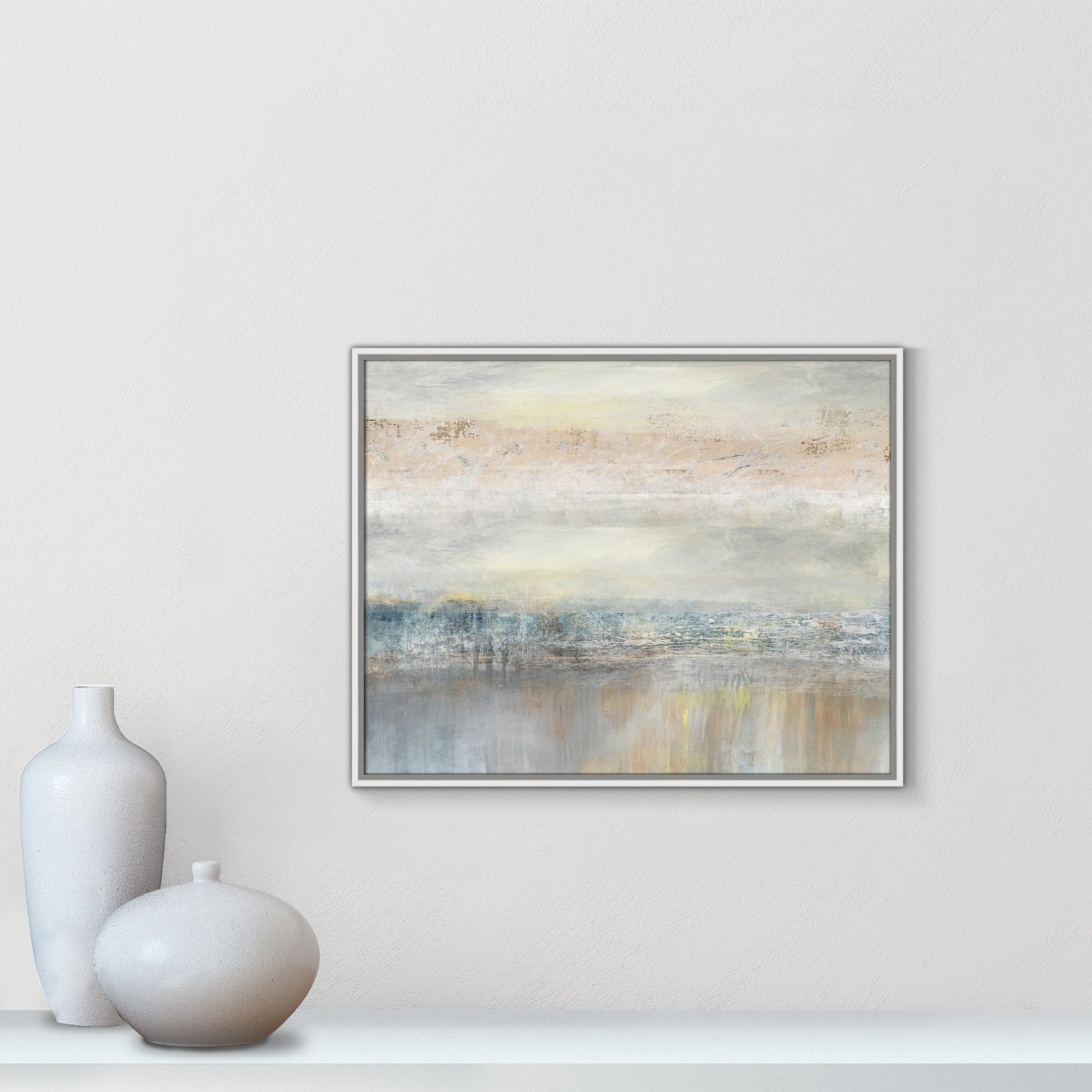 Electra "From A Distance" Painting by Nan, Picture Framed Canvas, 23.5" H x 29.5" W, White