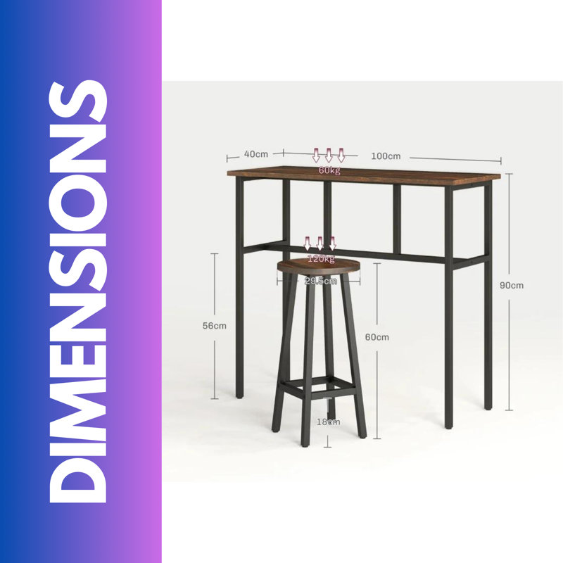 6PC Industrial Dining Table And Stools Set Grey, Brown, Brown/Black