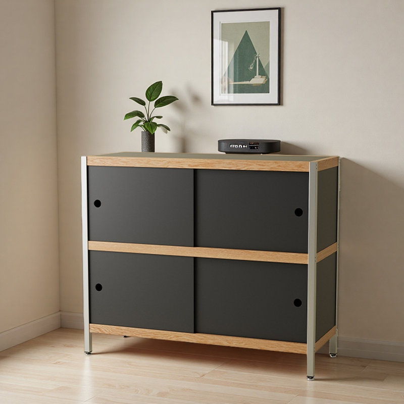Chinese Style Entryway Cabinet, 35.4" H x 41.7" W x 15.7" D, Black