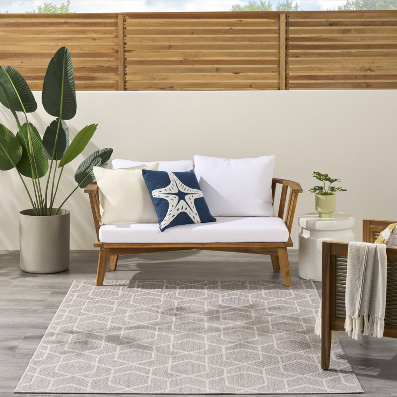 Tapis intérieur / extérieur moderne Reidy, Gris, Rectangle 6 pi x 9 pi