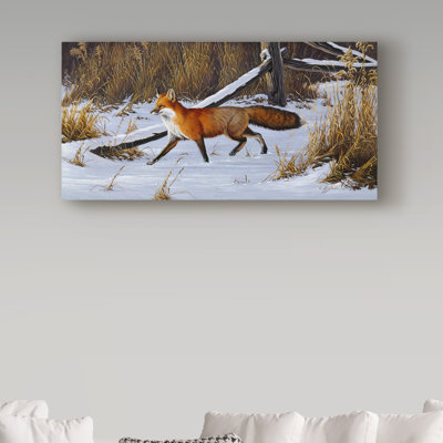 'Fox Trot Red Fox' Graphic Art Print on Wrapped Canvas