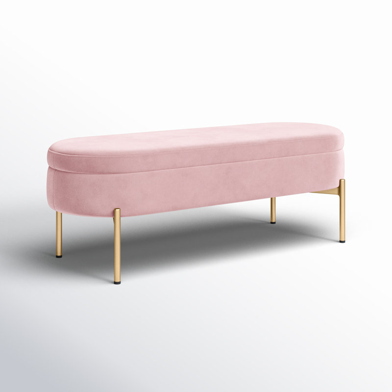 Banc de rangement rembourré Averie, Or, Crème