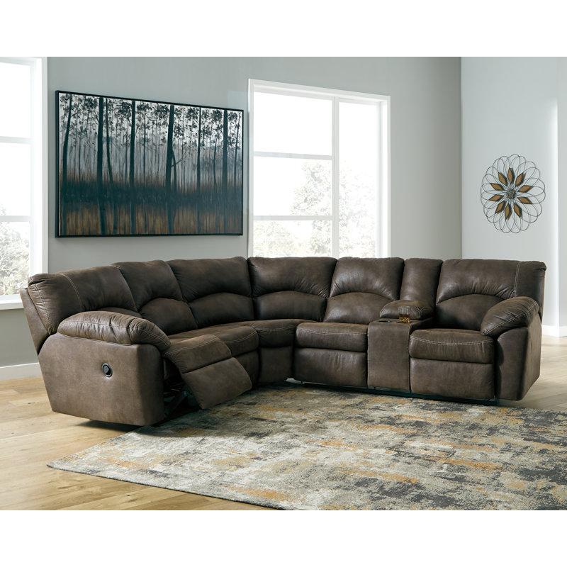 Tambo 2-Piece Reclining Sectional, Brown Faux Leather