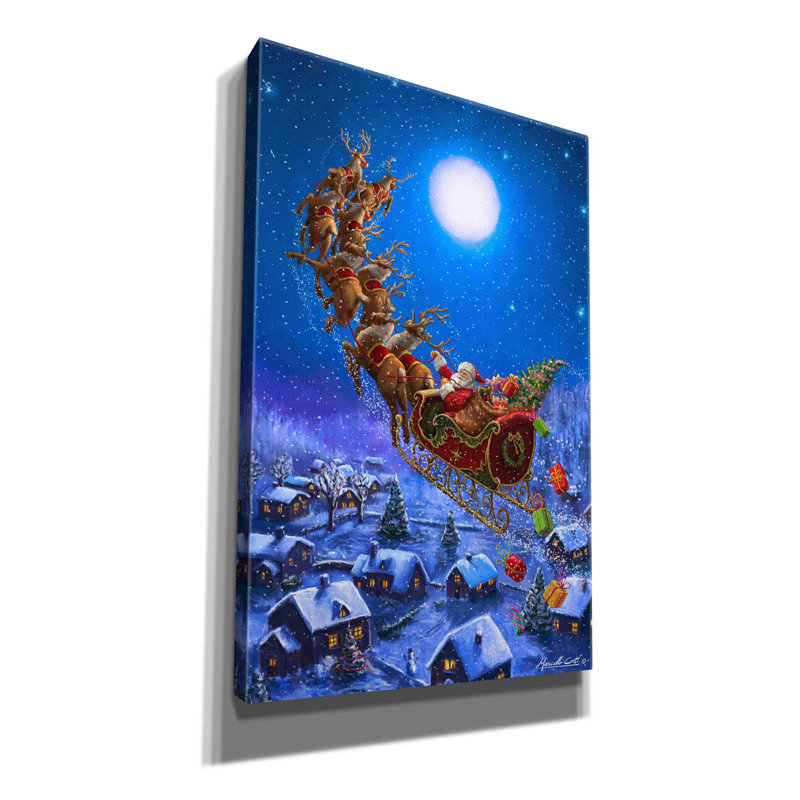 «Santa’s Night Ride» par Ali Corti, art mural sur toile, L 26 po x H 40 po