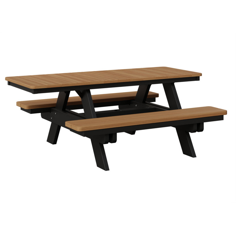 Ada Outdoor - Piece Conversation Set, Natural Teak Top/Black Base