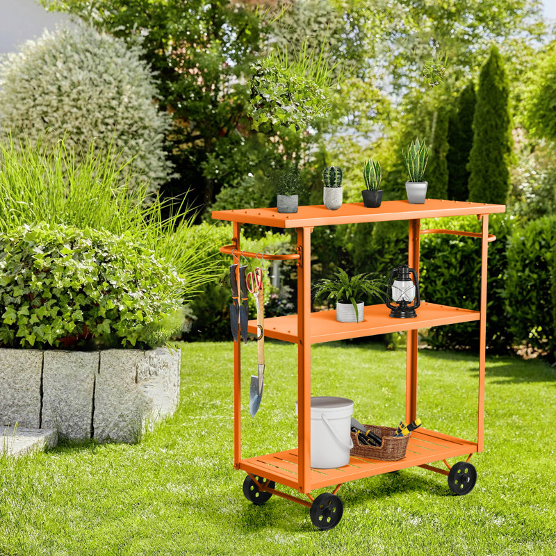 Phinn Metal Bar Cart, Orange