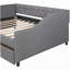 Canapé-lit en tissu avec deux tiroirs, base de lit en bois, gris, double-121070116