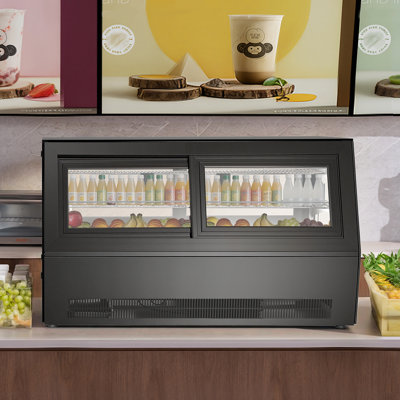 Vitrine réfrigérée, vitrine de comptoir à pâtisserie de 7,1 pi³ / 190 L, réfrigérateur à gâteau commercial à 2 niveaux avec éclairage DEL, refroidissement TURBO, refroidissement à l'air sans givre, pour la boulangerie et la pâtisserie