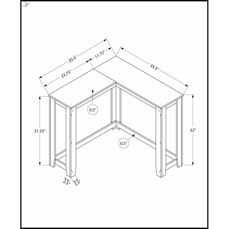 Narrow Corner Accent Table, Console For Entryway, Contemporary Design With Durable Brown Laminate Finish, Espresso