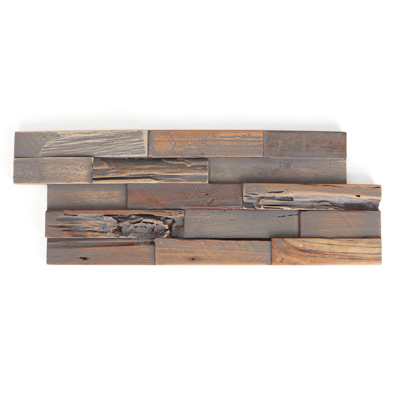 Panneaux muraux 3D en bois de teck (paquet de 48), Tinté