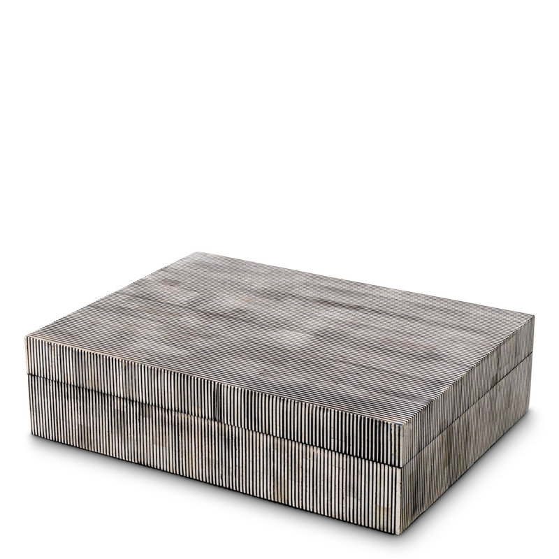 Lucille Handmade Bone Decorative Box, 4.33" H x 16.14" W x 12.4" D