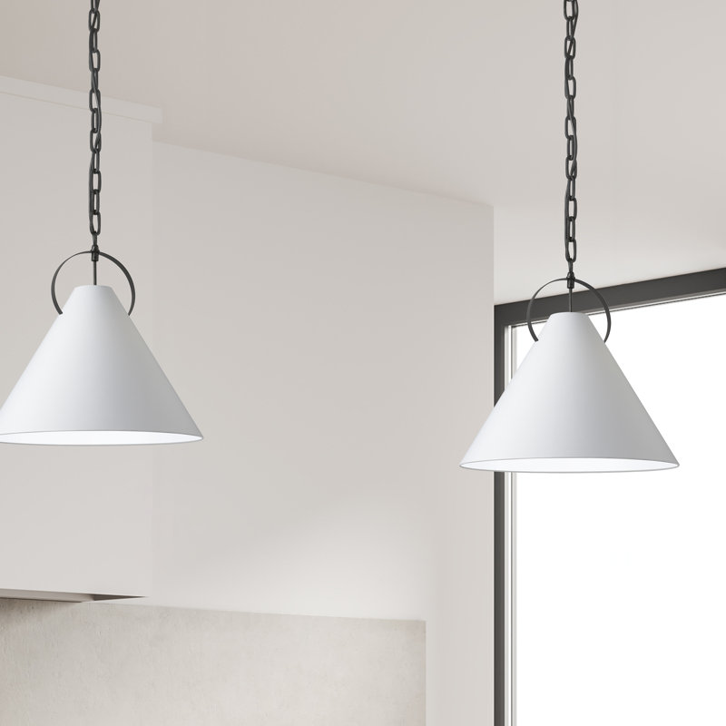 Luminaire suspendu incandescent 1 lumière Princeton, Blanc, Noir mat