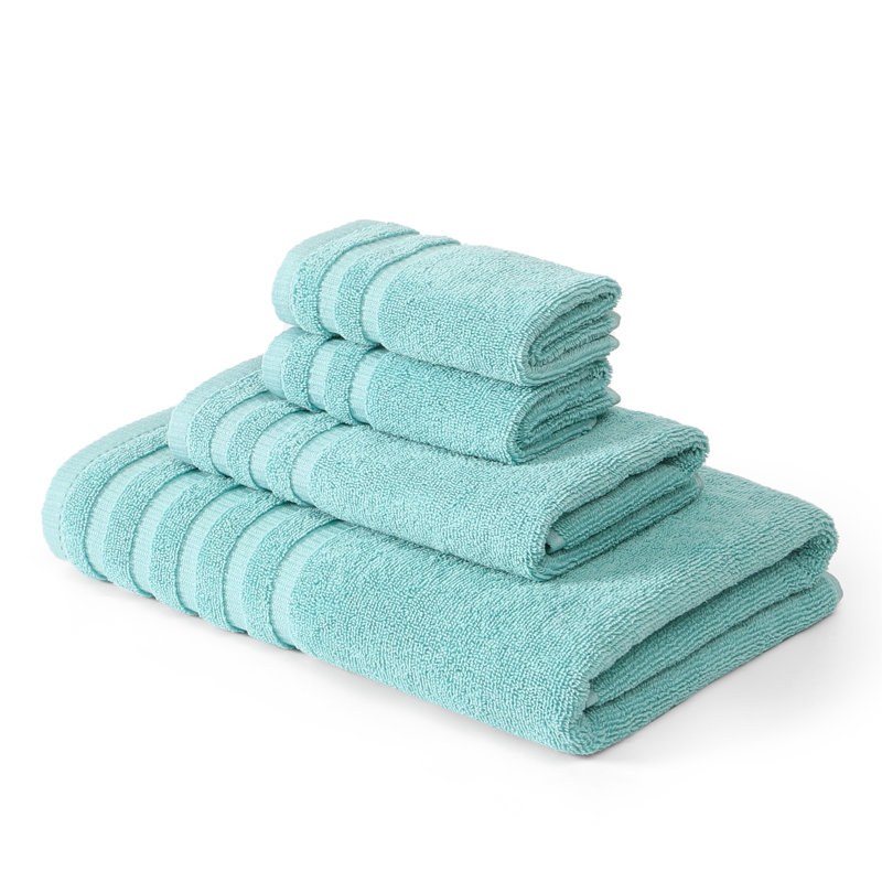 Ensemble de serviettes en jacquard teint en fil 6 pièces et fils Modern Modern Oxford - 100% coton, Turquoise