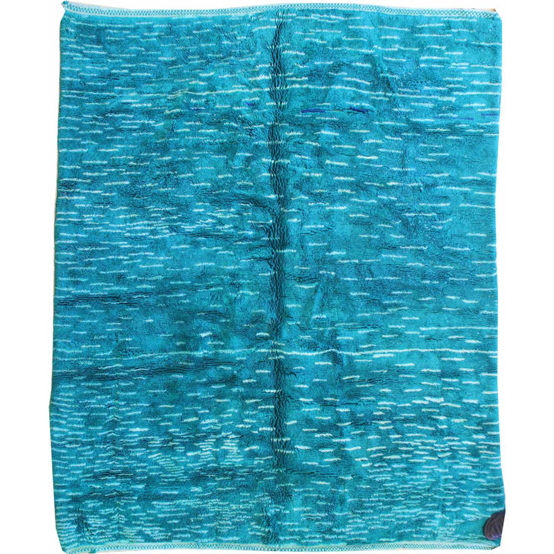 Tapis unique bleu / turquoise / ivoire 8 pi 5 po x 9 pi 9 po High Atlas
