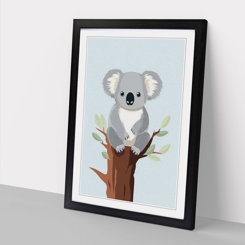 Koala Bear Minimalism No.2 - Framed Print, 34cm H x 25cm W x 2cm D, Black