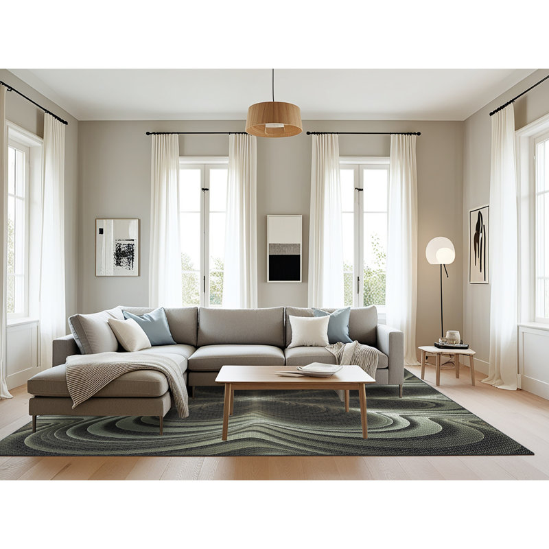 Tapis gris tissé à la machine, Rectangle 8 pi x 12 pi