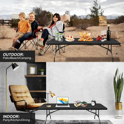Table pliante, table en plastique portative pour le camping, pique-niques, fêtes, table pliable à charge élevée
