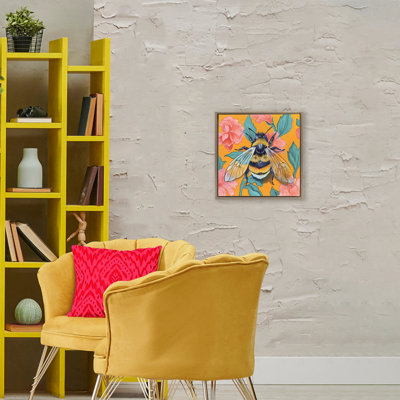 Bumble Bee & Flower Pattern Floating Frame, design by Kate Jarvik Birch