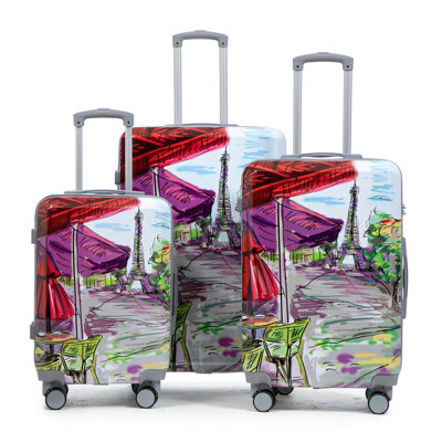 20"/24"/28" 3 pcs/set in PC Spinner Wheel Luggage, Carry on Suitcase, With Printed pattern and Combination Lock