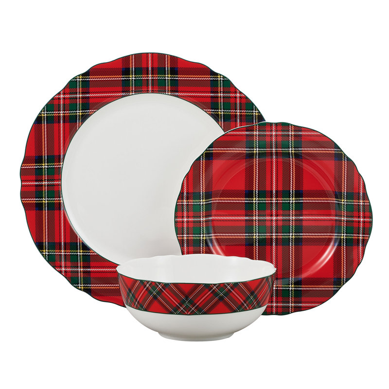 Service de table 12 pièces Mikasa Tartan Scallop, service pour 4