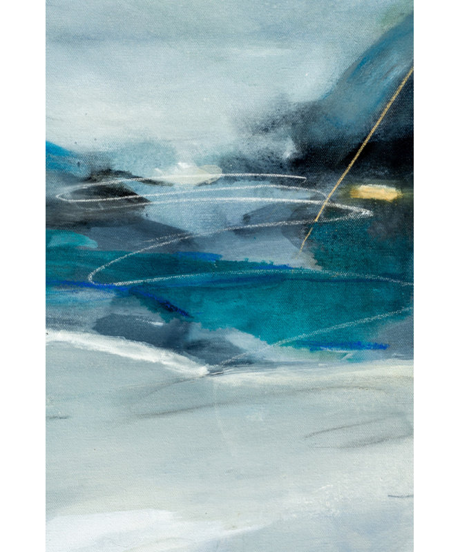 Abstract Blue Depths by Arohika Verma — Abstract Wall Art, 24 × 36, Framed Canvas, White