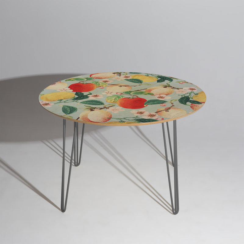 Oval Solid Wood Top Metal Base Dining Table