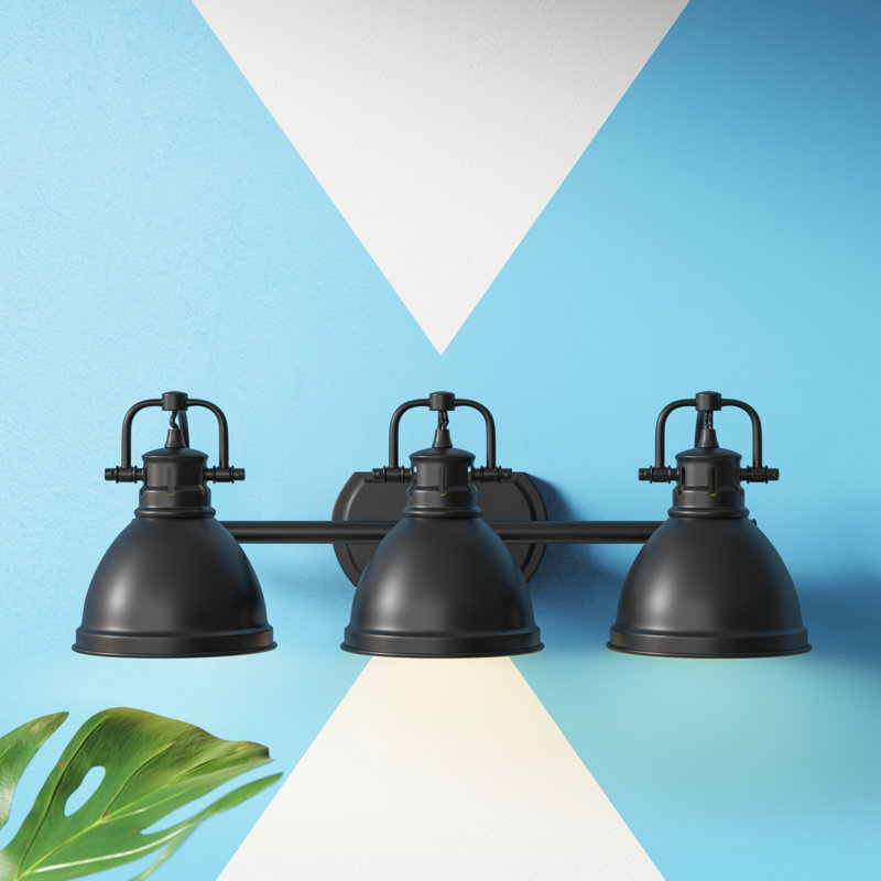 Éclairage pour salle de bain Drakeford, Noir mat, Noir mat, Trois lumières