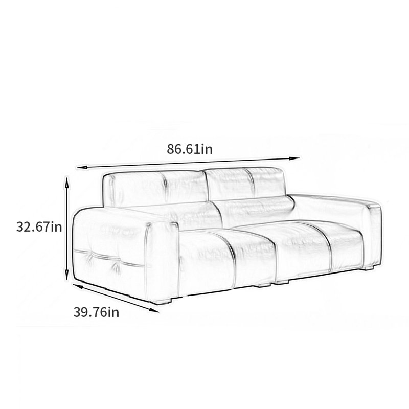 Canapé de style américain extrêmement simple, H 32,67 po x l 86,61 po x P 39,76 po