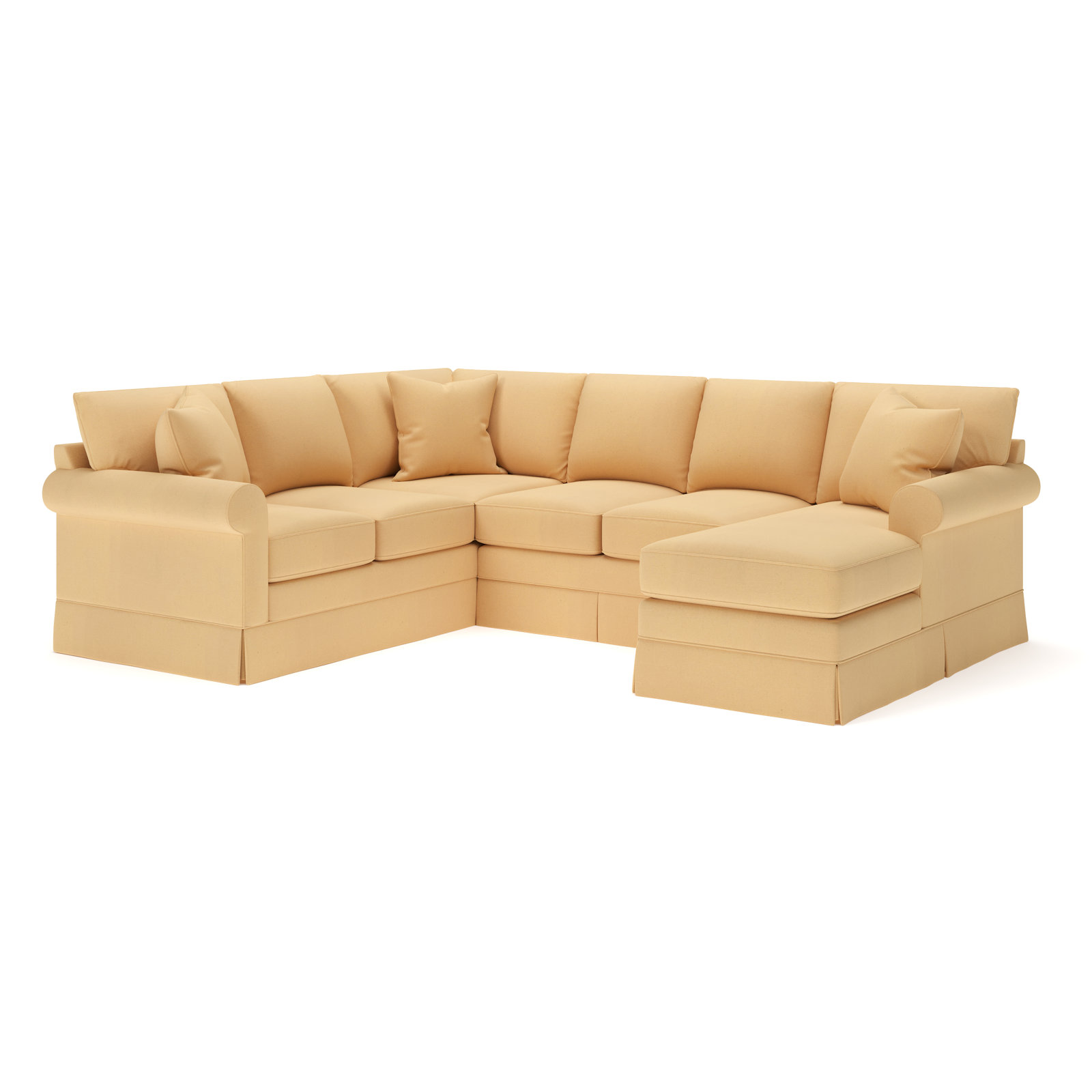 Friedman Upholstered Chaise U-Sectional, Bayou Sunshine Canvas, Right Hand Facing