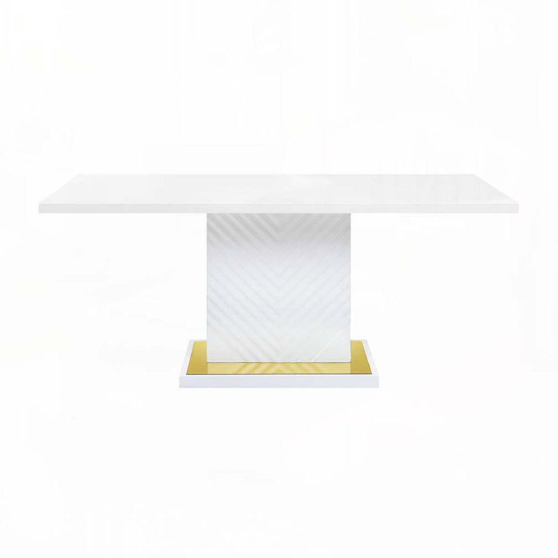 Table de salle à manger en bois ultrabrillant avec base à piédestal