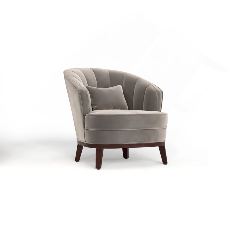 Fauteuil d'appoint rembourré en tonneau, gris, Gris