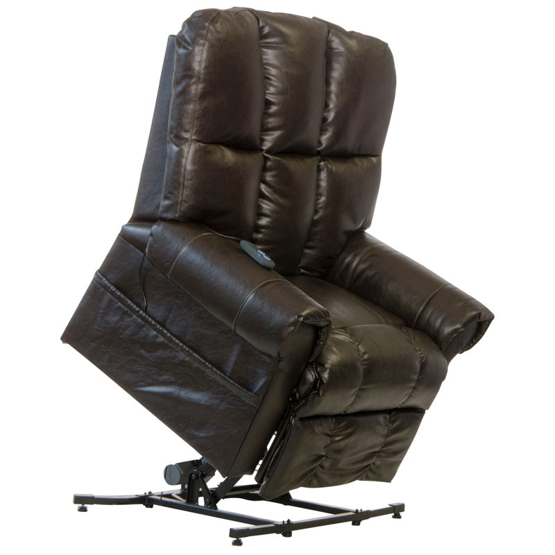 Colquitt Faux Leather Lift Assist Power Recliner, Brown Faux leather