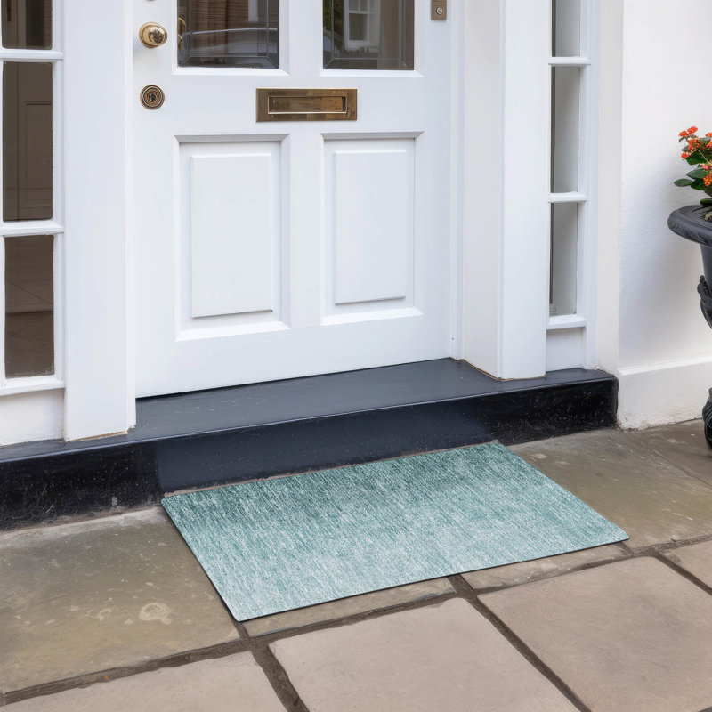 Tapis intérieur / extérieur en polyester tissé à la machine Malchow, Rectangle 1 pi 8 po x 2 pi 6 po